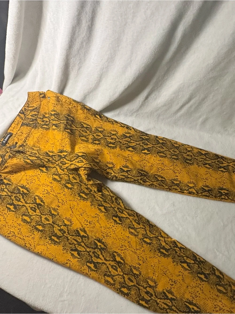 d. jeans Yellow Snake Print Straight Leg Jeans
